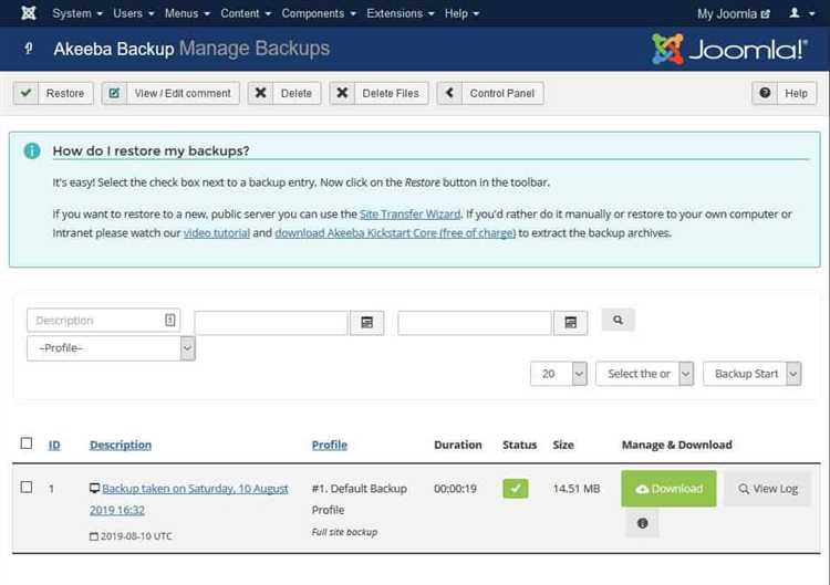 Очистка записей Akeeba Backup из базы данных Joomla