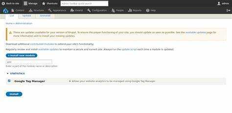 Установка модуля Google Tag Manager для Drupal