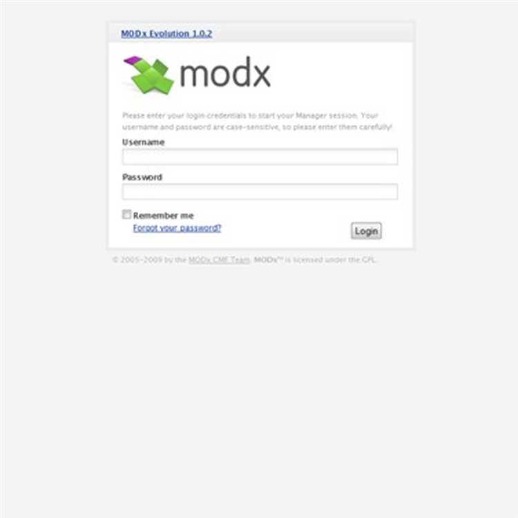 Настройка базы данных для MODX