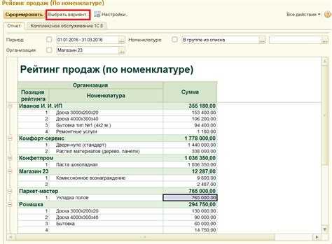 Использование фильтров для поиска счета по характеристикам номенклатуры