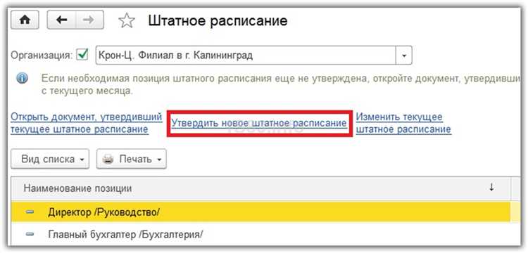 Проверка и сохранение изменений в штатном расписании