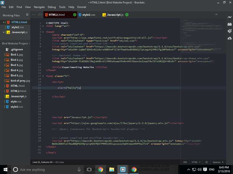 Использование тега <script> для вставки JavaScript в HTML