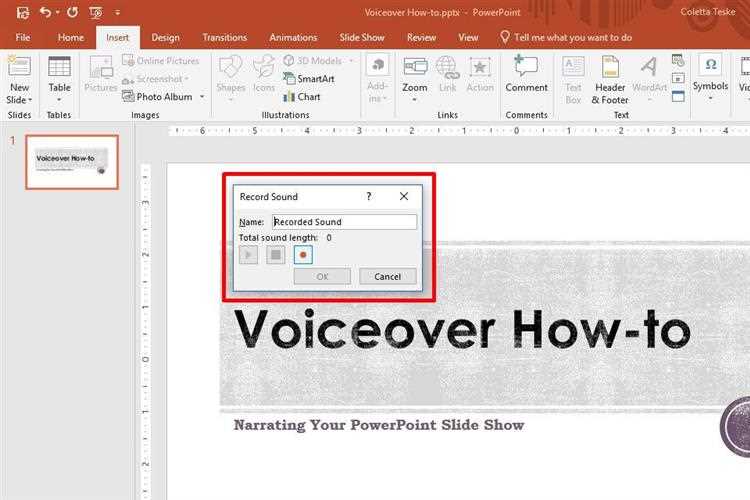 Шаги для записи голоса на слайд в PowerPoint