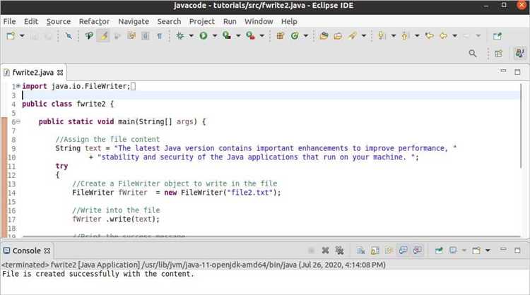 Запись байтовых данных в файл с использованием FileOutputStream
