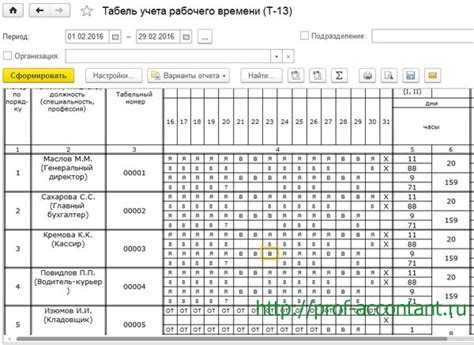 Где в 1с табель учета рабочего времени