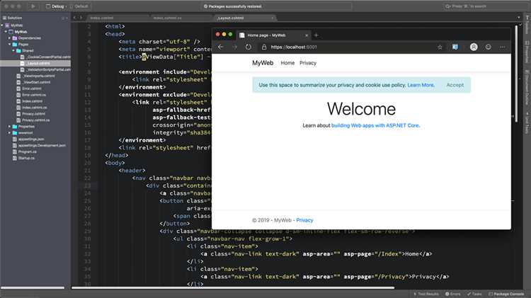 Выбор проекта для установки пакета в Visual Studio