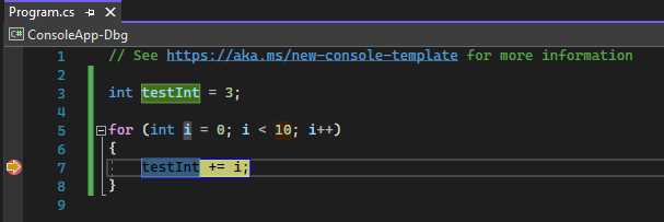 Как добавить точку останова в visual studio