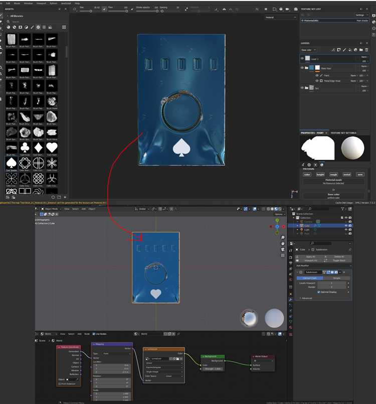 Импорт и настройка материалов в Blender с использованием экспортированных текстур