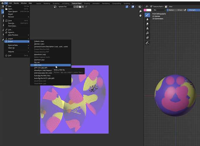Как экспортировать текстуры из substance painter в blender