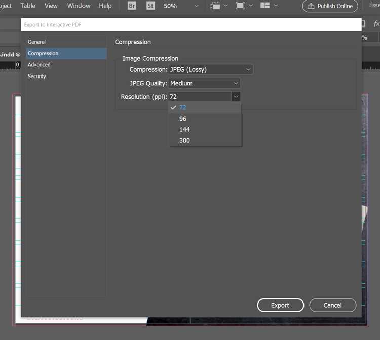 Где находится функция экспорта в InDesign