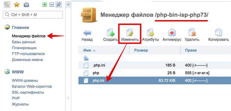 Как задать временные параметры PHP через init.php