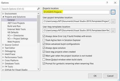 Где указать новый путь установки перед началом загрузки Visual Studio