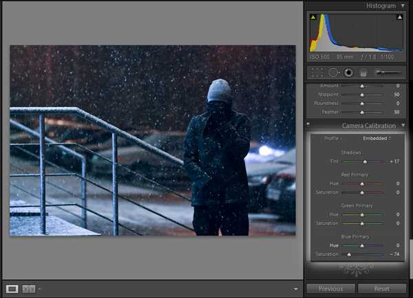 Применение резкости и шумоподавления
