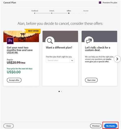 Отмена подписки через мобильное приложение Adobe