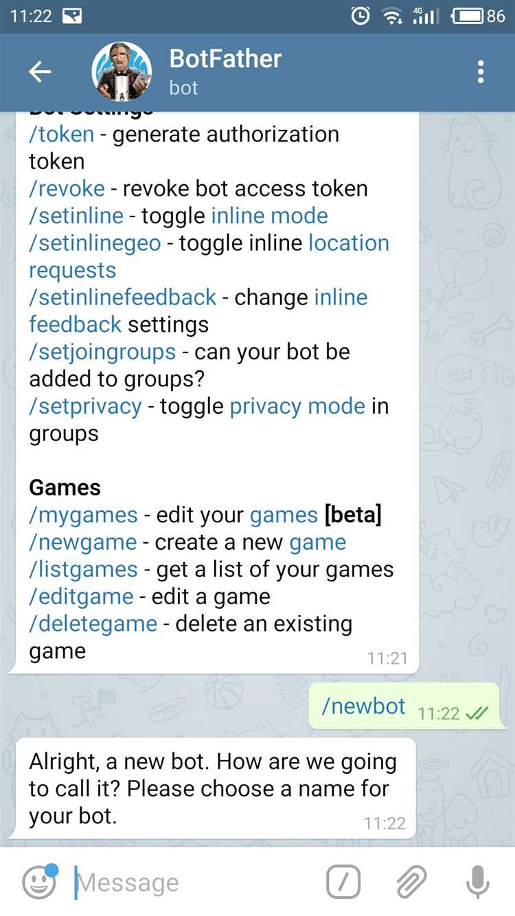 Получение токена бота Telegram и ID чата