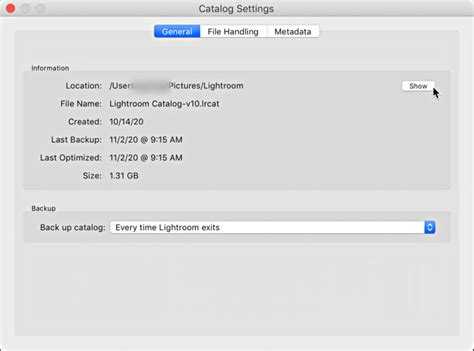 Как найти текущий каталог Lightroom на компьютере