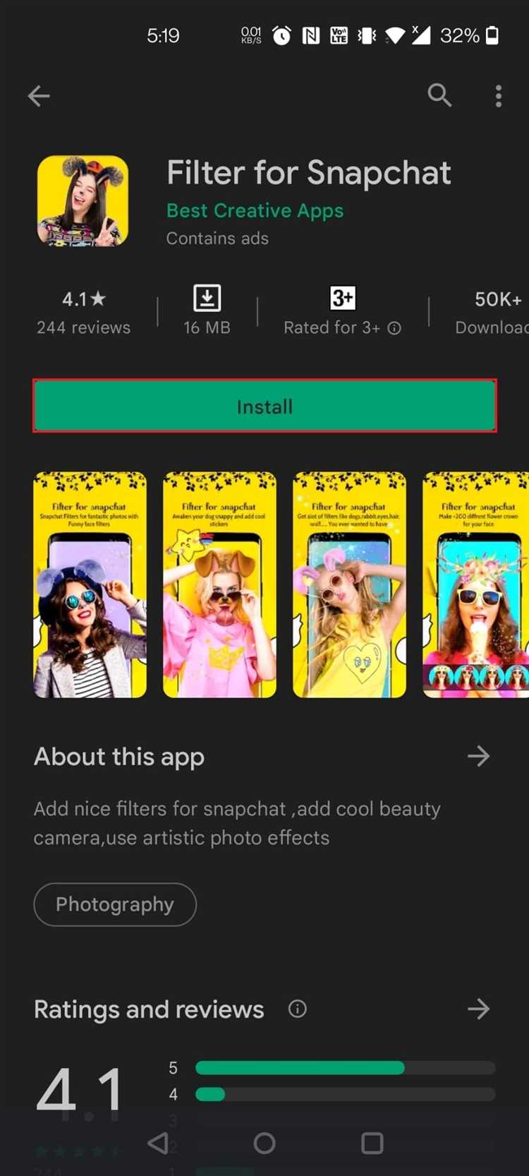Сброс настроек приложения Snapchat при проблемах с камерой
