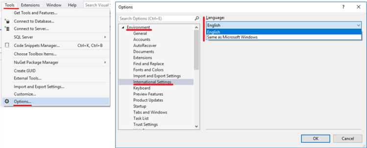 Перезапуск Visual Studio для применения изменений языка