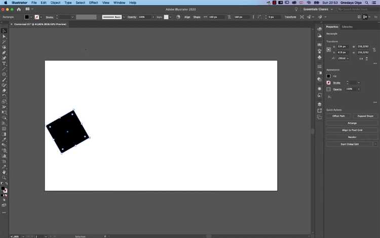 Решение проблем при повороте листа в Illustrator