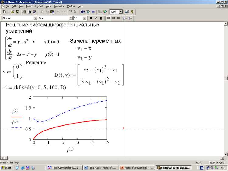 Подготовка среды Mathcad для работы с дифференциальными уравнениями