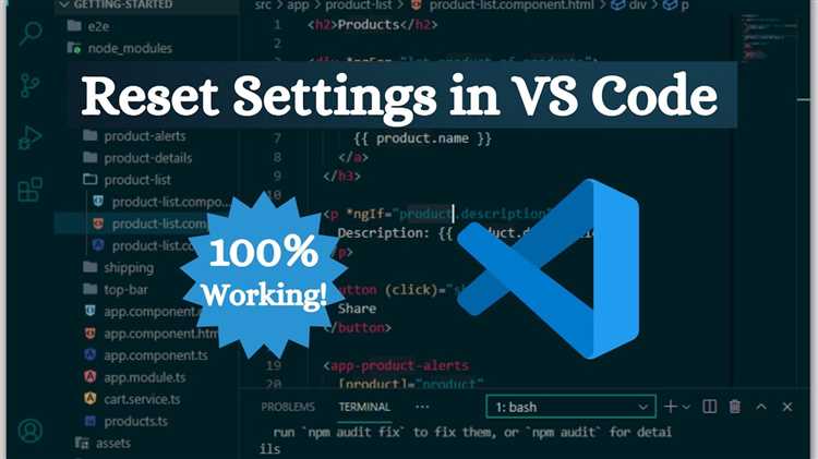 Как сбросить настройки в visual studio code