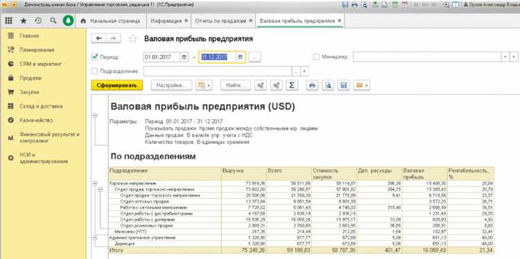 Как считается валовая прибыль в 1с