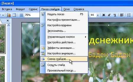 Установка одинакового времени смены для всех слайдов