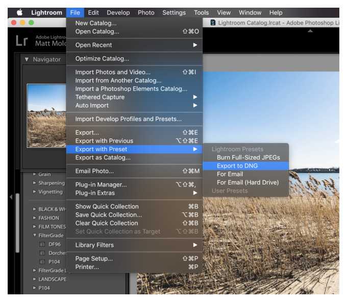 Как сохранить настройки в lightroom