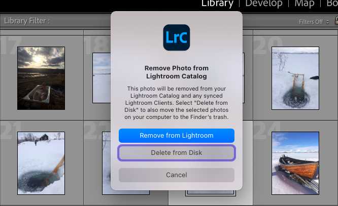 Поиск всех установленных компонентов Lightroom в системе