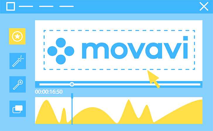 Выбор инструмента для удаления логотипа в Movavi Video Editor
