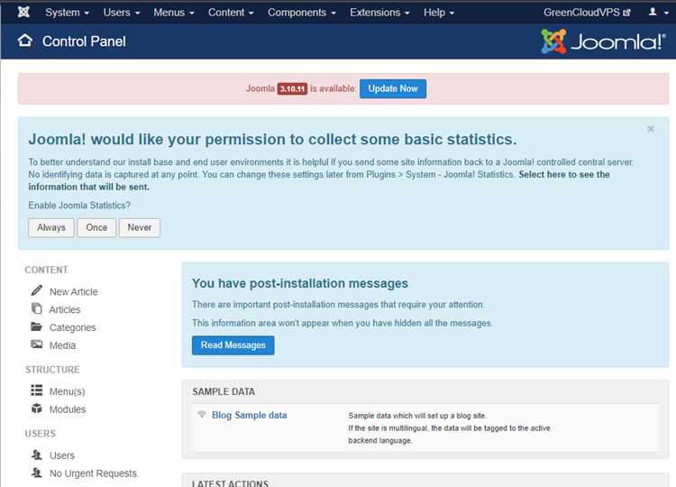 Распаковка Joomla 4 в корневую папку сайта