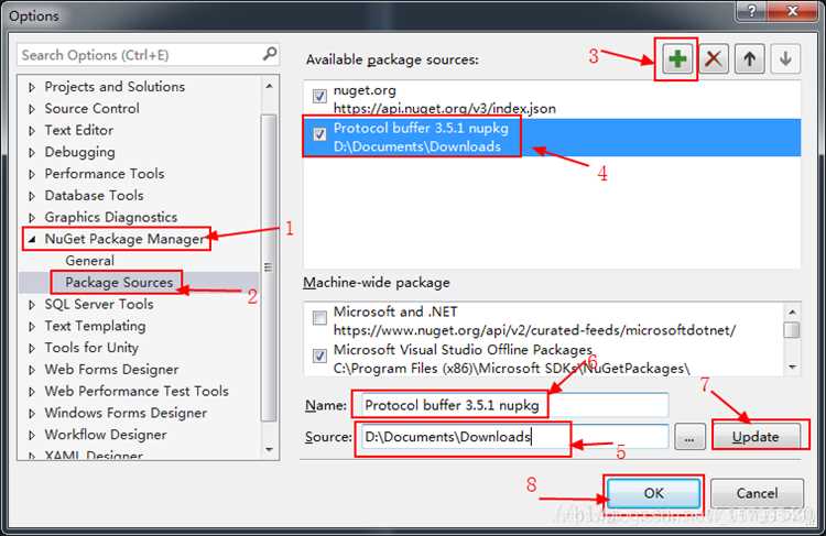 Использование NuGet Package Manager для установки