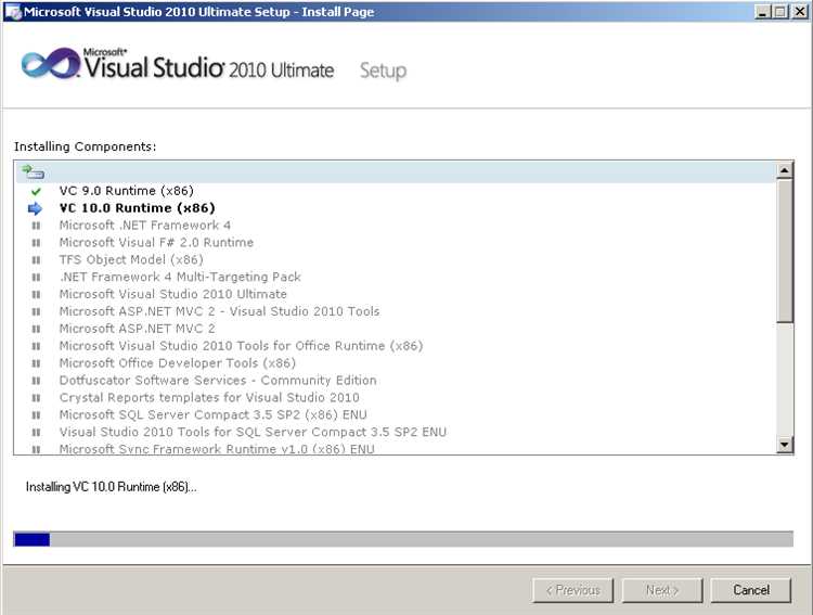 Скачивание установочного дистрибутива Visual Studio 2010