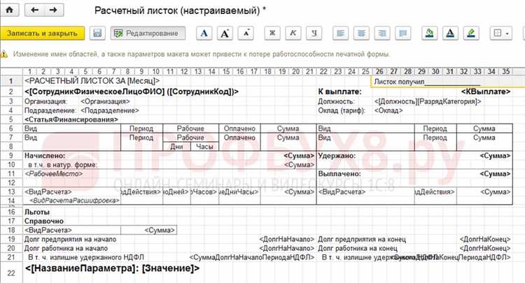 Подготовка данных для печати расчетного листка в 1С