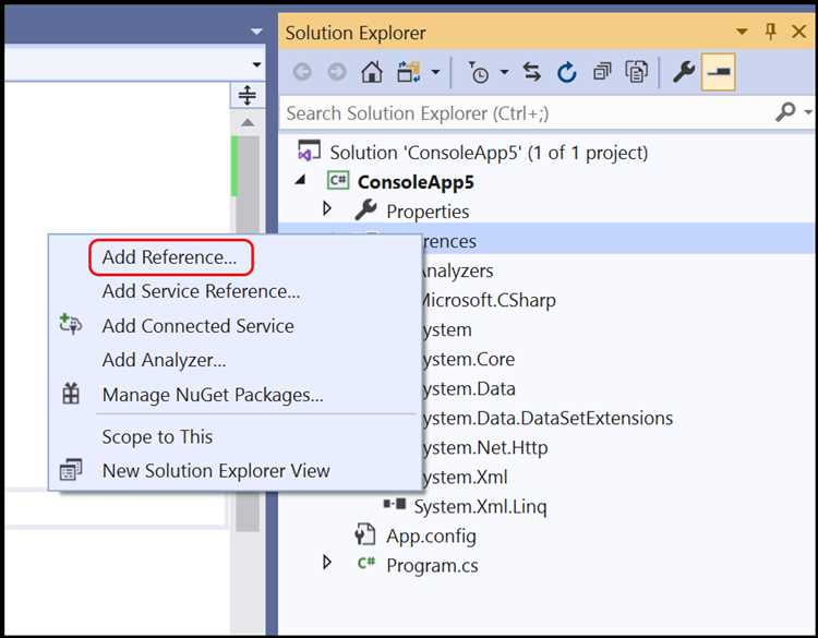 Создание нового проекта в Visual Studio