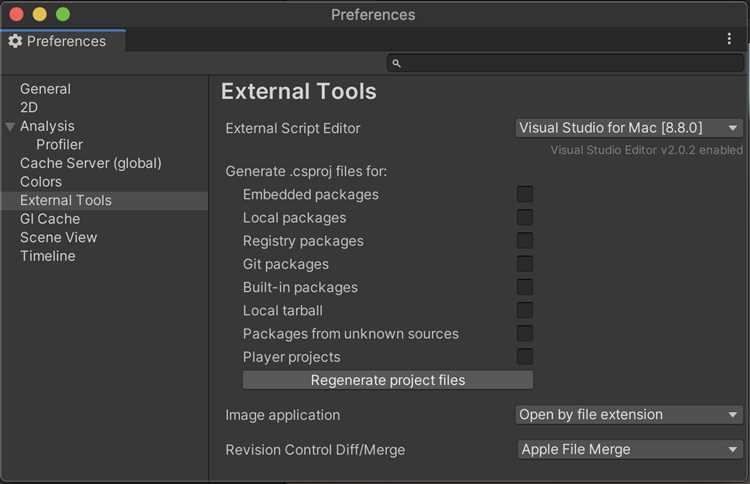 Подключение Unity к Visual Studio через внешний редактор