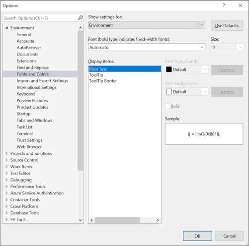 Автоматический переход на системный шрифт при сбоях Visual Studio