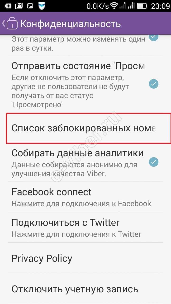 Как настроить уведомления для заблокированных контактов в Viber