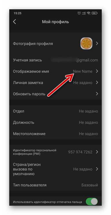 Использование веб-версии Zoom для смены имени