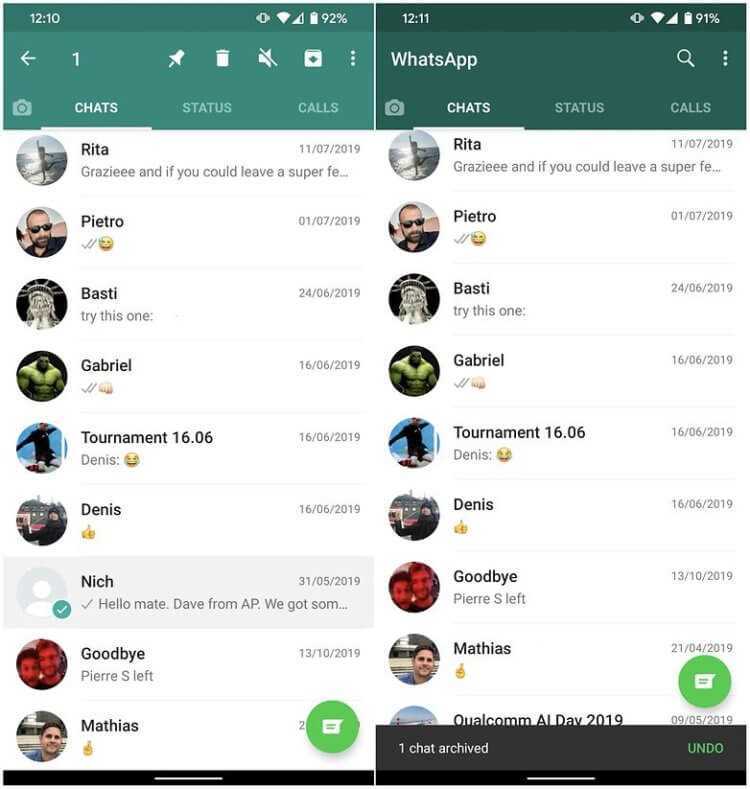 Что значит скрыть чат без удаления и архивации в WhatsApp