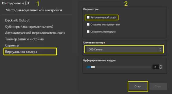 Пошаговое отключение OBS Virtual Camera в настройках Zoom