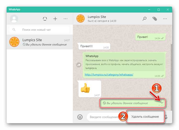 Как удалить отдельное сообщение в переписке WhatsApp на iPhone