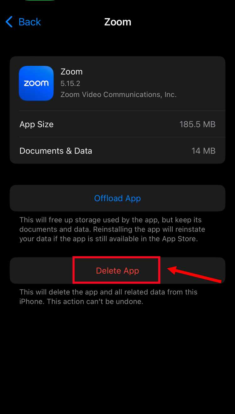 Как удалить Zoom с iPhone через меню 