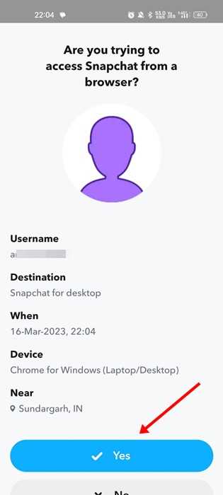 Вход в Snapchat с помощью существующего аккаунта