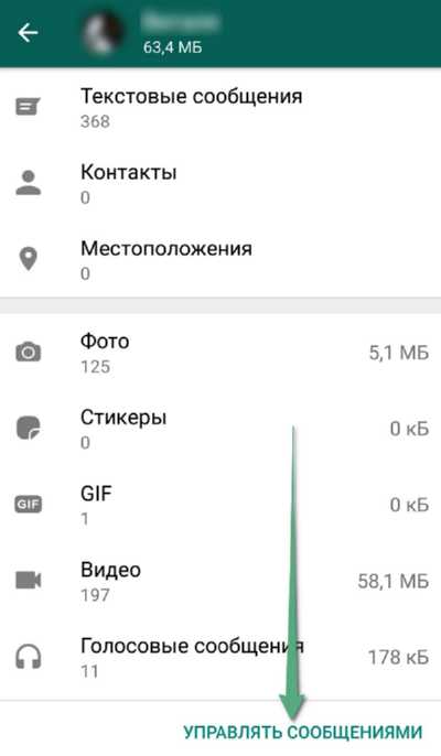 Очистка чатов от фото, видео и документов через настройки WhatsApp
